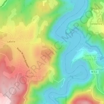 Lac de Grangent topographic map, elevation, terrain