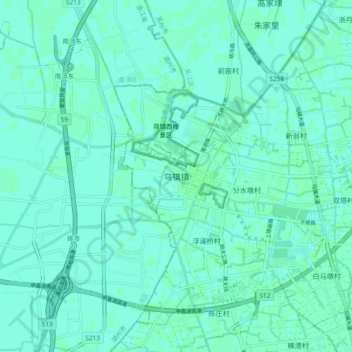 Wuzhen topographic map, elevation, terrain