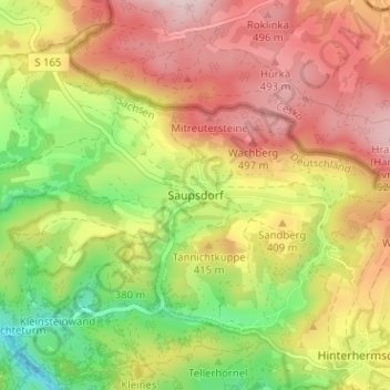 Saupsdorf topographic map, elevation, terrain