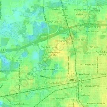 Morningside Heights topographic map, elevation, terrain