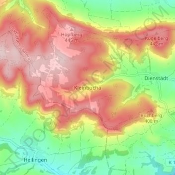 Kleinbucha topographic map, elevation, terrain