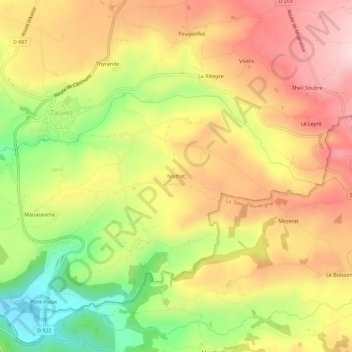Noilhat topographic map, elevation, terrain