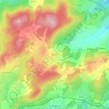 Brumas topographic map, elevation, terrain