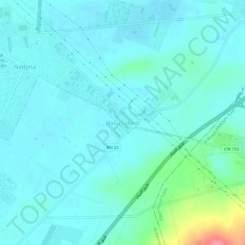 Hassi Labiod topographic map, elevation, terrain