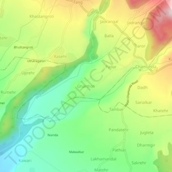 Ghartholi topographic map, elevation, terrain