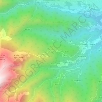 Prà Fieul topographic map, elevation, terrain