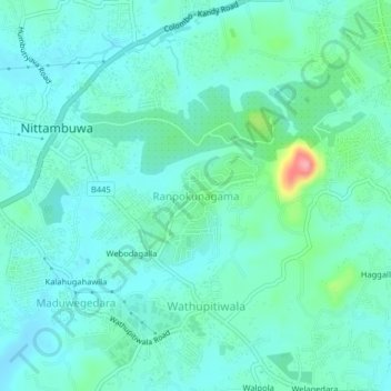 Ranpokunagama topographic map, elevation, terrain