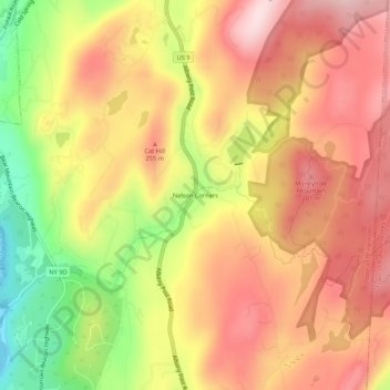 Nelson Corners topographic map, elevation, terrain