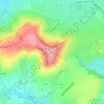 Maes Knoll topographic map, elevation, terrain