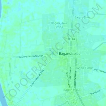 Bagan Barat topographic map, elevation, terrain