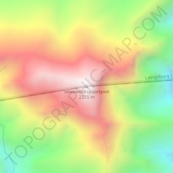 Seweweekspoortpiek topographic map, elevation, terrain