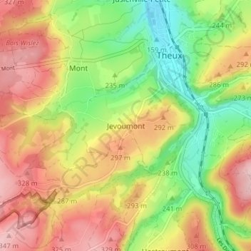 Jevoumont topographic map, elevation, terrain