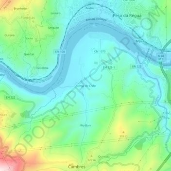 Adega do Chão topographic map, elevation, terrain