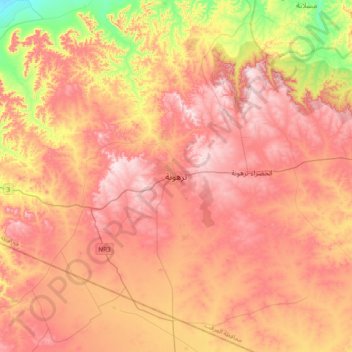 Tarhuna topographic map, elevation, terrain