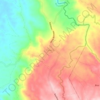 Dawis topographic map, elevation, terrain
