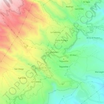 Los Gavilanes topographic map, elevation, terrain