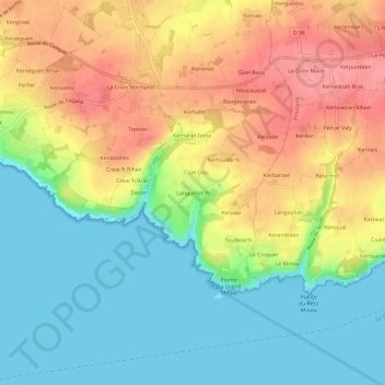 Languiforc'h topographic map, elevation, terrain
