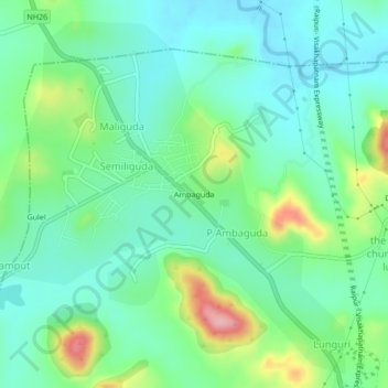 Ambaguda topographic map, elevation, terrain