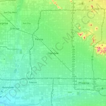 Glendale topographic map, elevation, terrain