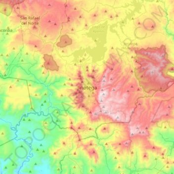 Jinotega topographic map, elevation, terrain