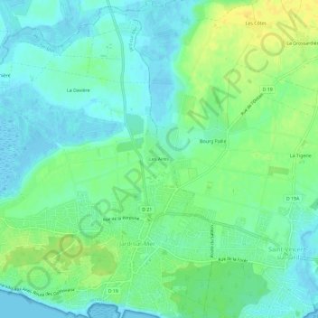 Les Aires topographic map, elevation, terrain