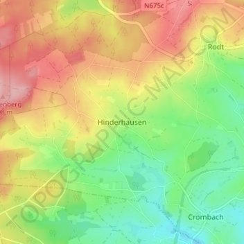 Hinderhausen topographic map, elevation, terrain