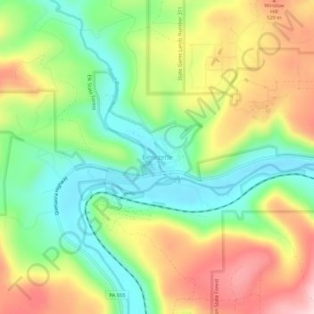 Benezette topographic map, elevation, terrain
