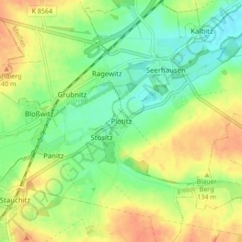 Plotitz topographic map, elevation, terrain