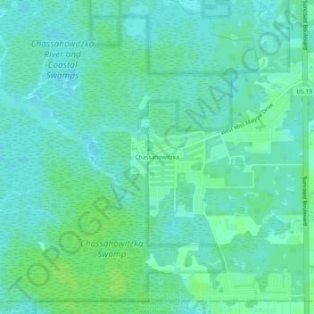 Chassahowitzka topographic map, elevation, terrain