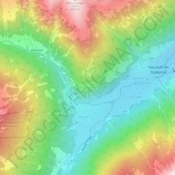 Forchach topographic map, elevation, terrain