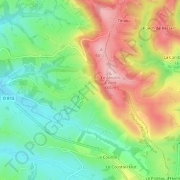 La Pradalie topographic map, elevation, terrain