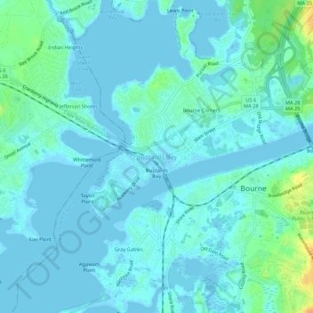 Buzzards Bay topographic map, elevation, terrain