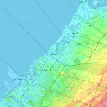 Ajman topographic map, elevation, terrain
