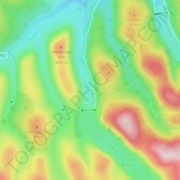 Blacklaw topographic map, elevation, terrain