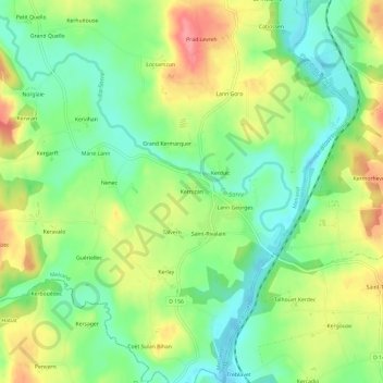 Kernizan topographic map, elevation, terrain