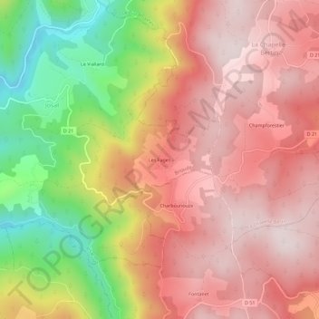 Les Fages topographic map, elevation, terrain