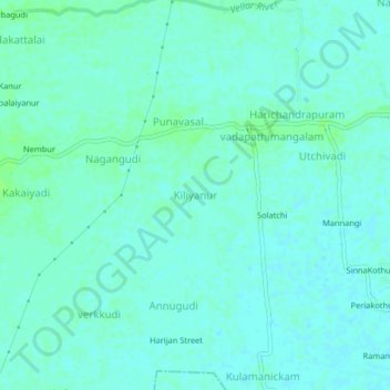 Kiliyanur topographic map, elevation, terrain