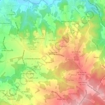 Les Carrières topographic map, elevation, terrain