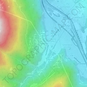 Montarlot topographic map, elevation, terrain
