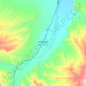 Oytak topographic map, elevation, terrain