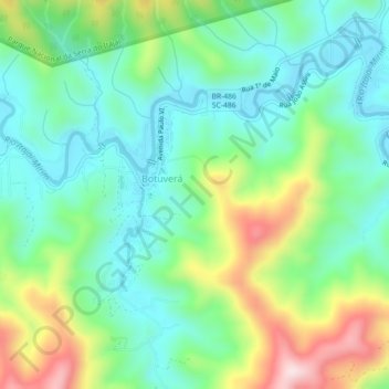 Botuverá topographic map, elevation, terrain