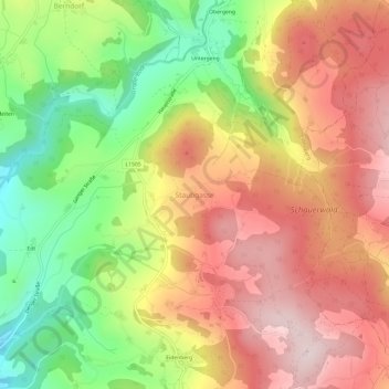 Staubgasse topographic map, elevation, terrain