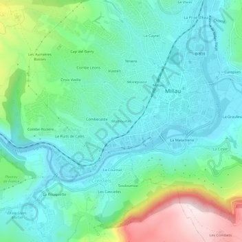 Malhourtet topographic map, elevation, terrain