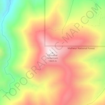 Cinnabar Mountain topographic map, elevation, terrain