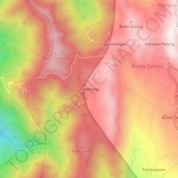 Patekkong topographic map, elevation, terrain