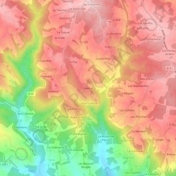 Mailhac topographic map, elevation, terrain