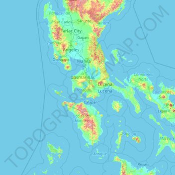Batangas topographic map, elevation, terrain