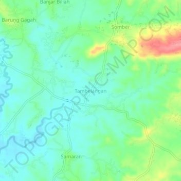 Tambelangan topographic map, elevation, terrain