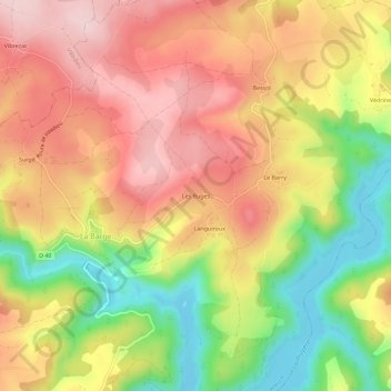 Les Buges topographic map, elevation, terrain