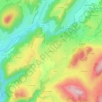 Chavaniac topographic map, elevation, terrain